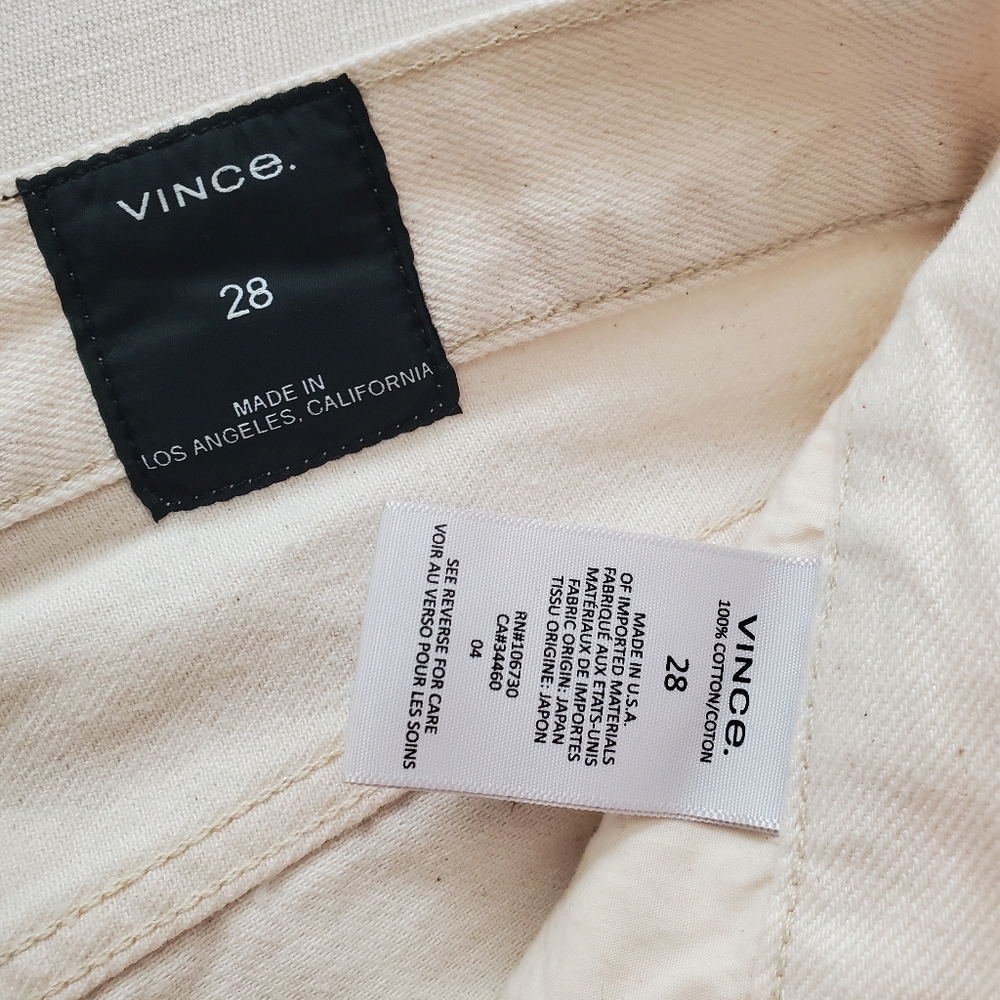 Vince Cream Jeans Denim Cropped Ankle Pants 100% Cotton 28 Womens 32 Inch Waist - Picture 5 of 12